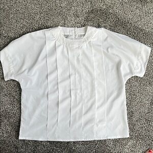 Elegant White Pleated Women's Blouse